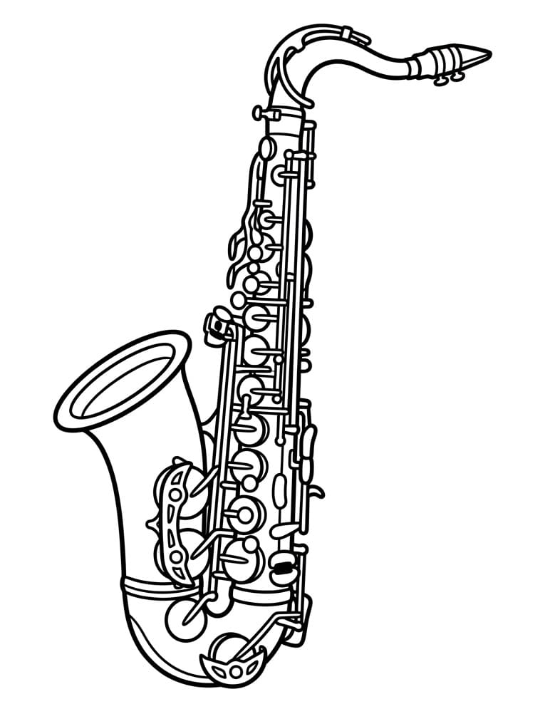 Fise de colorat cu Saxofon frumos