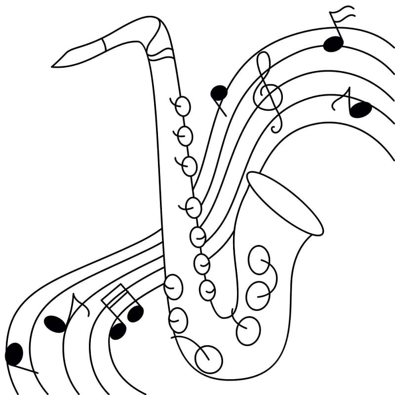 Fise de colorat cu Saxofon muzical