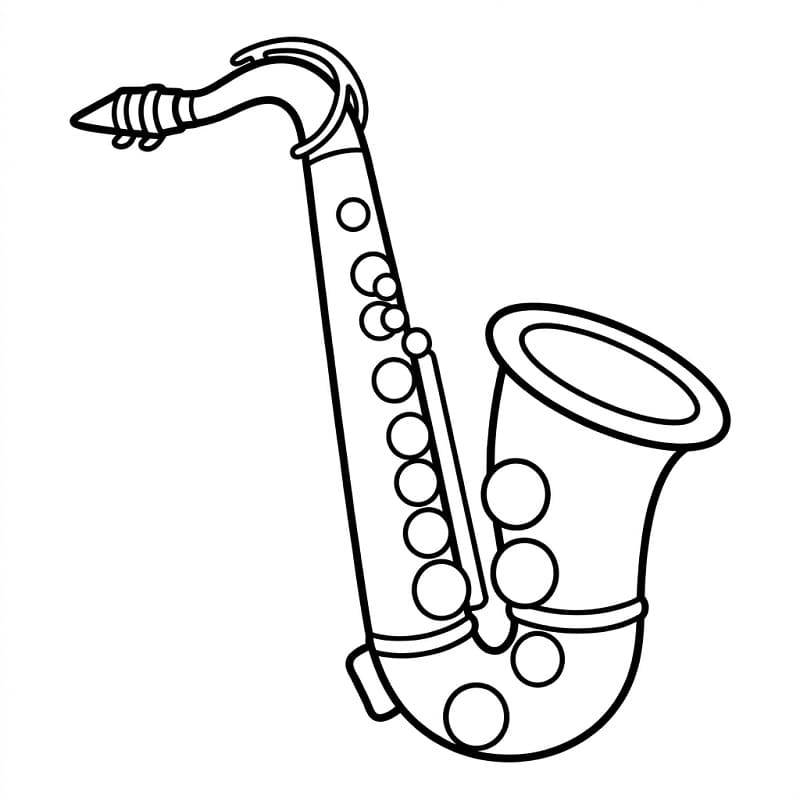Fise de colorat cu Saxofon simplu