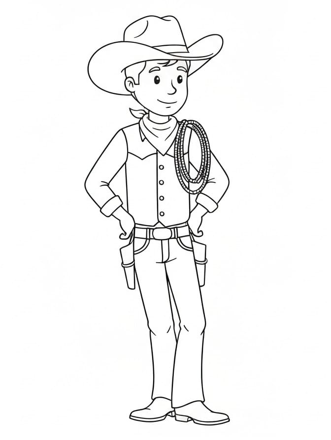 Fise de colorat cu Un cowboy