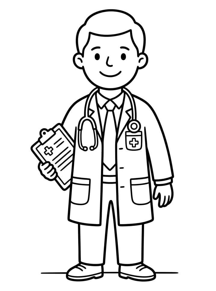 Fise de colorat cu Un doctor vesel