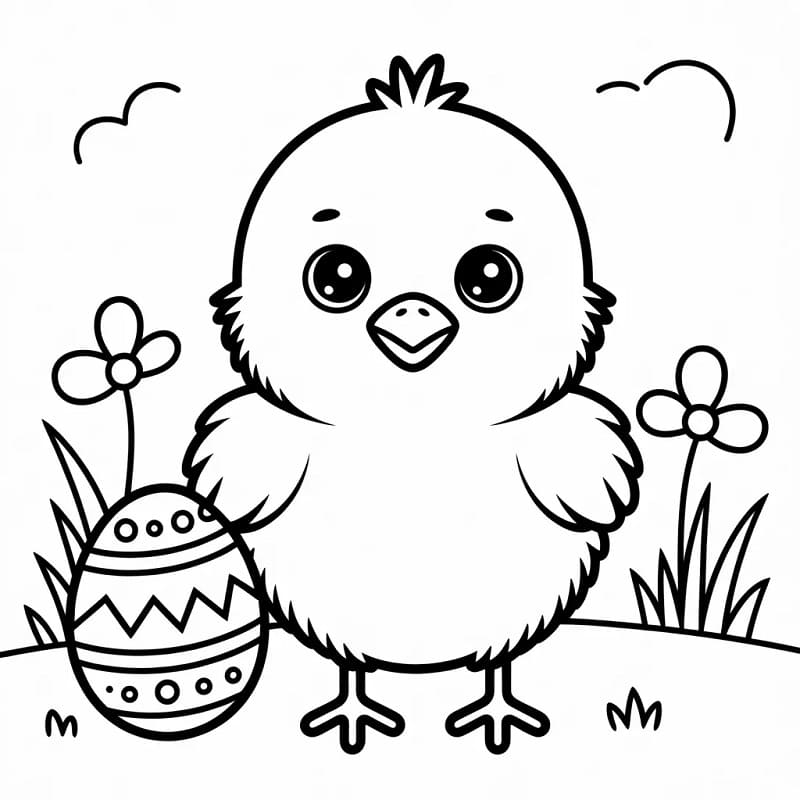 Fise de colorat cu Un pui de Paște drăguț