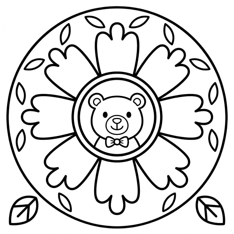 Fise de colorat cu Urs în stil mandala animal