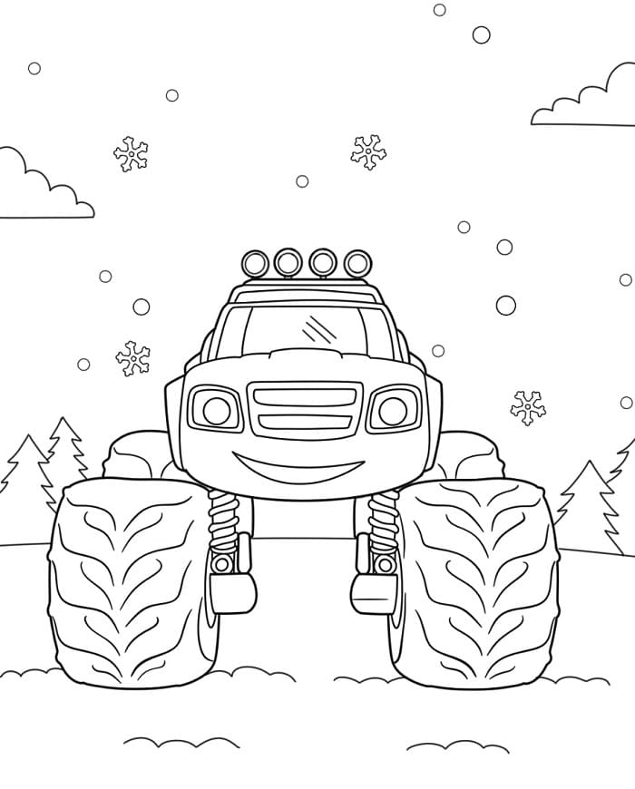 Fise de colorat cu Blaze și Mașinile Uriase animat