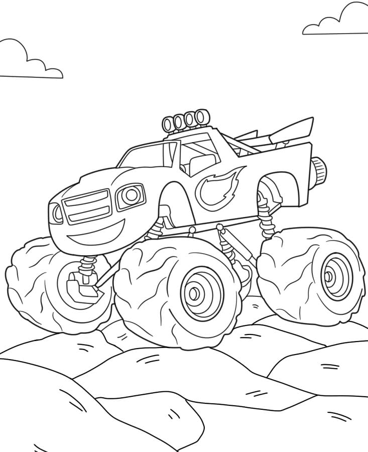 Fise de colorat cu Blaze și Mașinile Uriase de tipărit