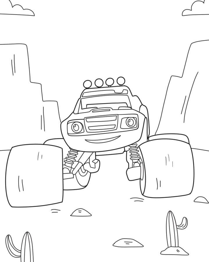 Fise de colorat cu Blaze și Mașinile Uriase desen animat