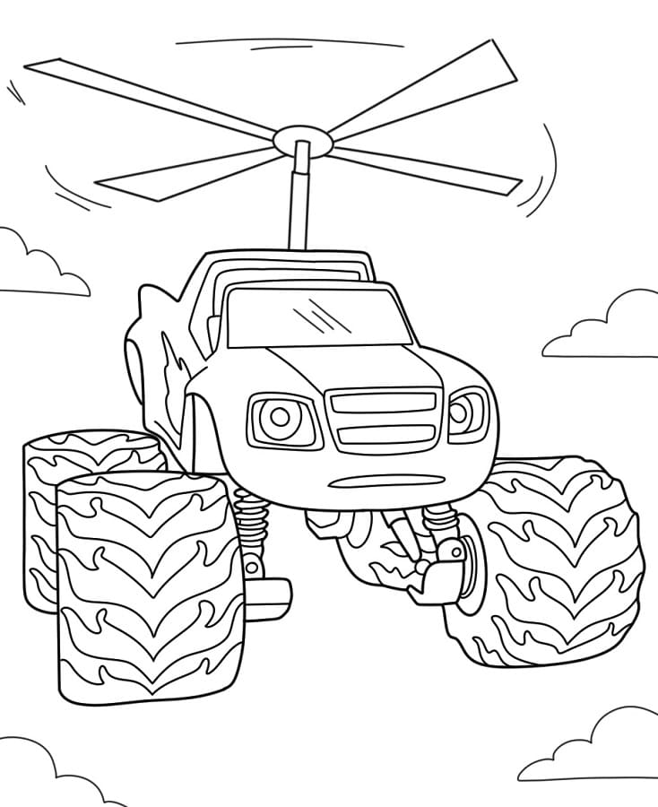 Fise de colorat cu Blaze și Mașinile Uriase gratis