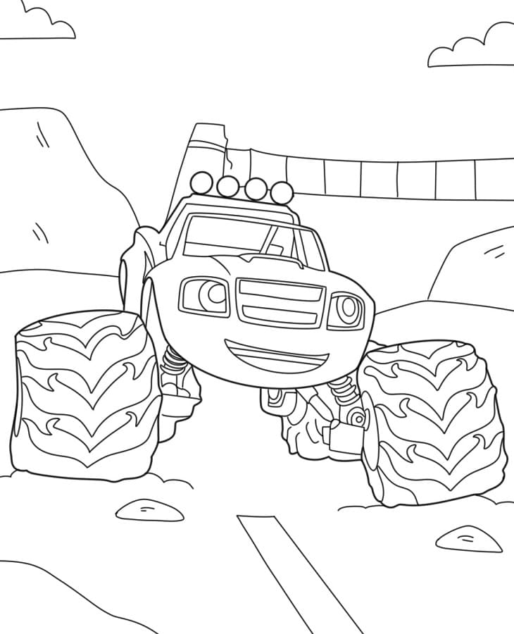 Fise de colorat cu Blaze și Mașinile Uriase gratuit