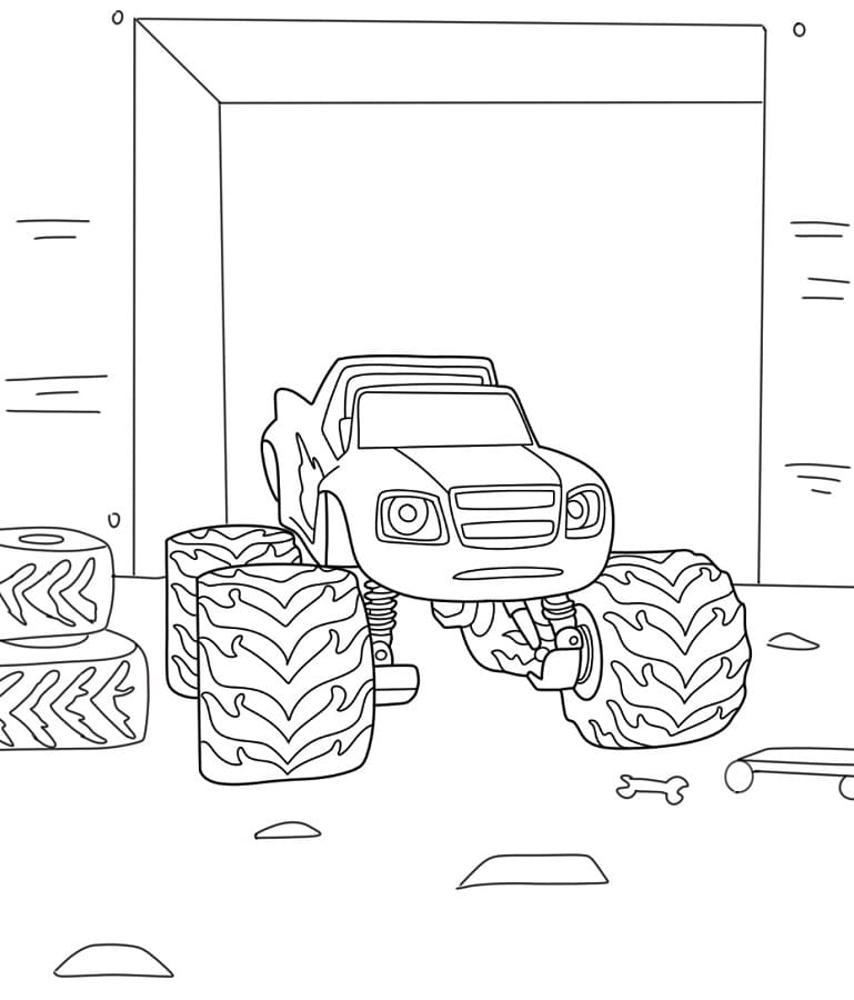 Fise de colorat cu Blaze și Mașinile Uriase imprimabil gratuit