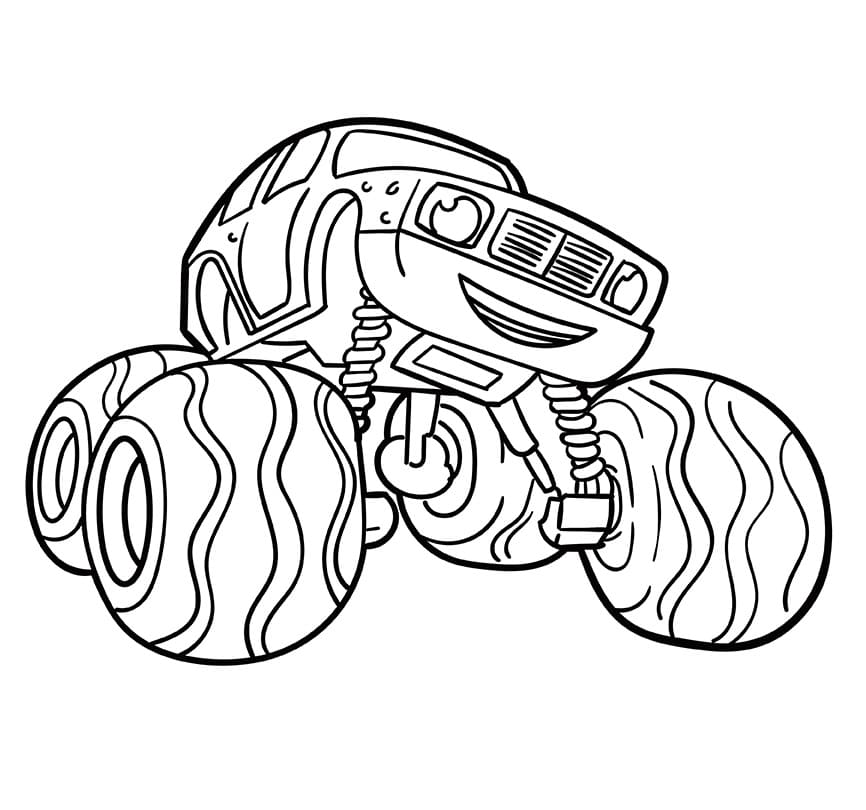 Fise de colorat cu Blaze și Mașinile Uriase imprimabil pentru copii