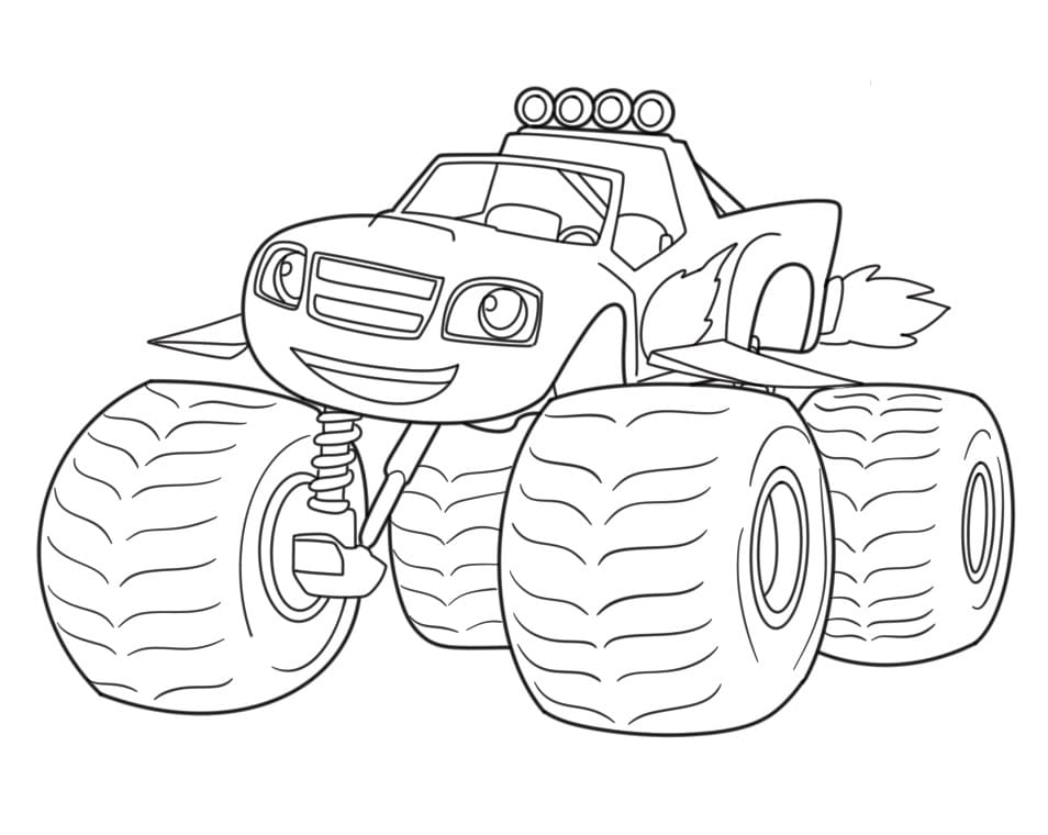 Fise de colorat cu Blaze și Mașinile Uriase imprimabil