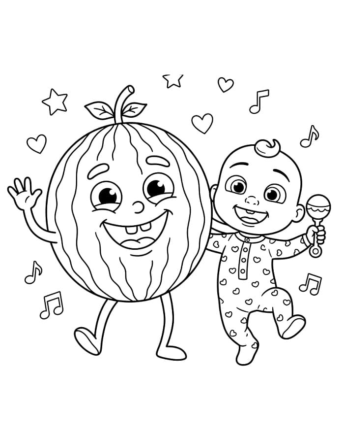 Fise de colorat cu Cocomelon simplu