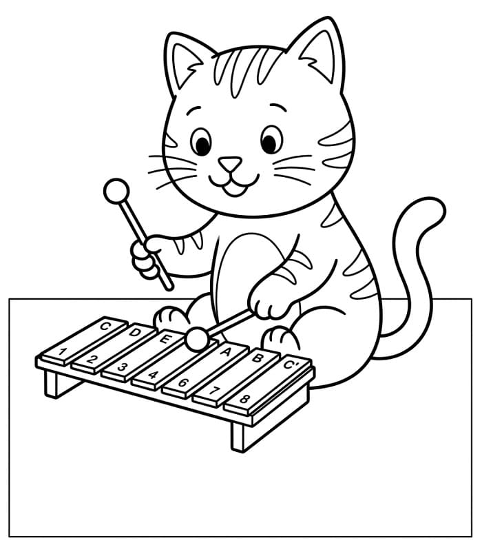 Fise de colorat cu Fată cântă la xilofon