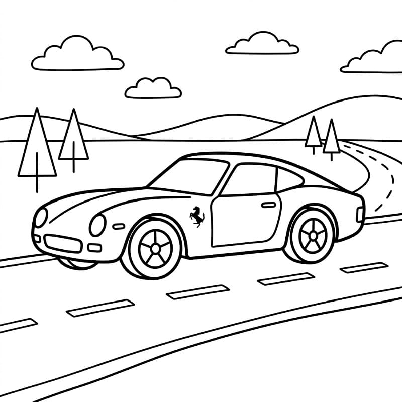 Fise de colorat cu Ferrari imprimabil gratuit