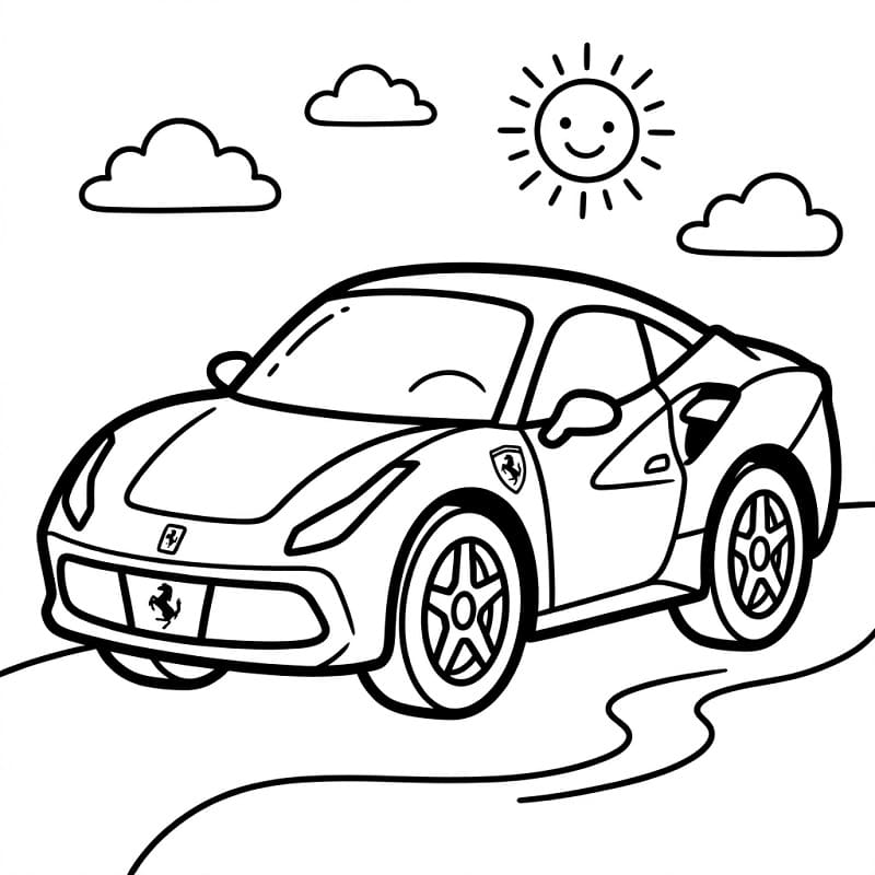 Fise de colorat cu Ferrari perfect