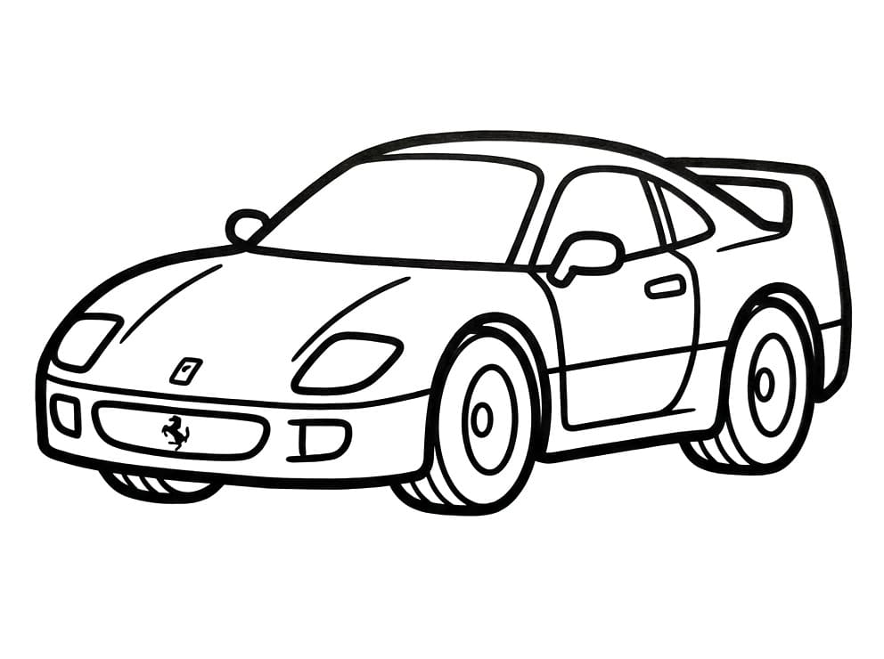 Fise de colorat cu Ferrari simplu