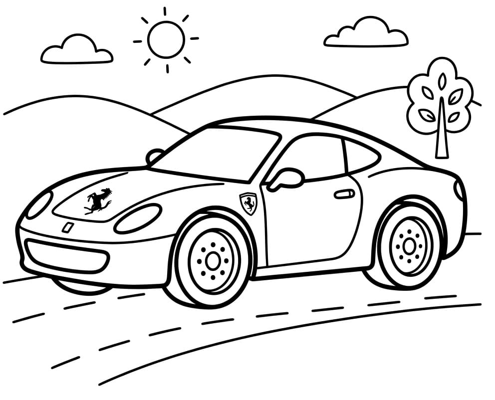Fise de colorat cu Ferrari ușor