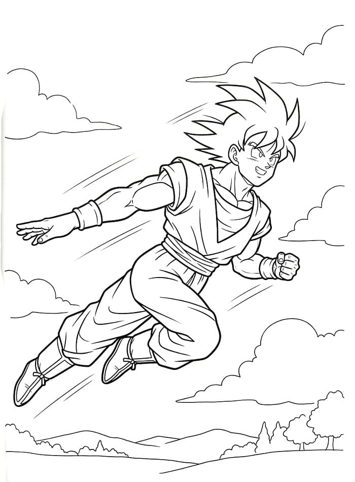 Fise de colorat cu Goku Dragon Ball Z
