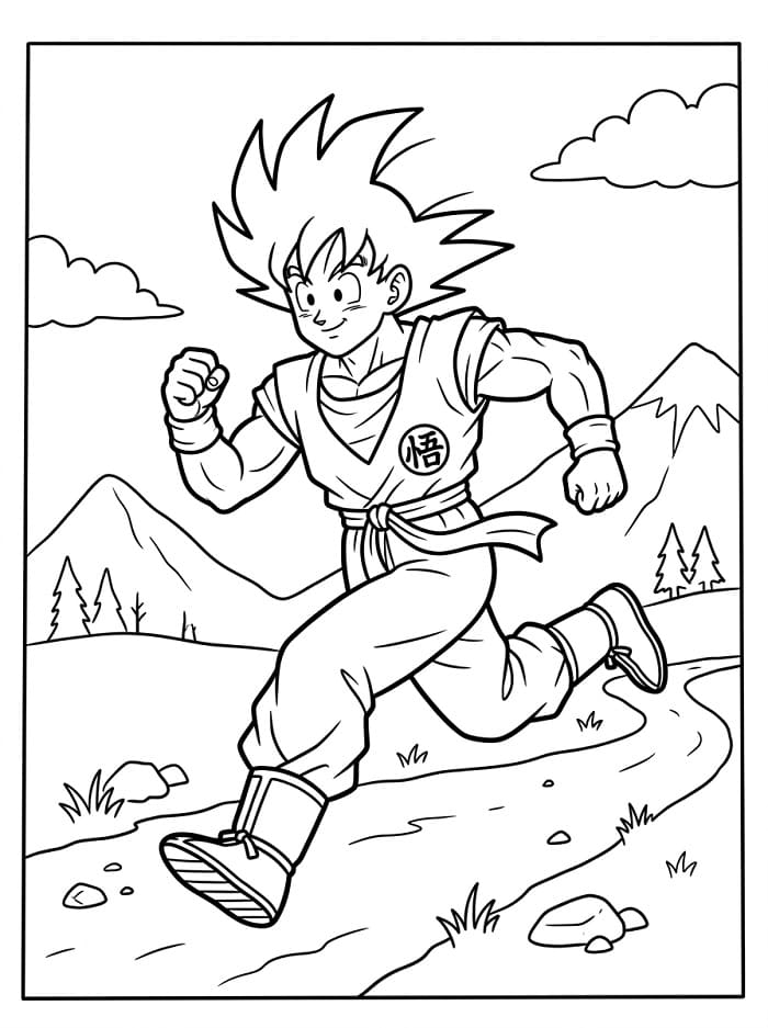 Fise de colorat cu Goku Super Saiyan