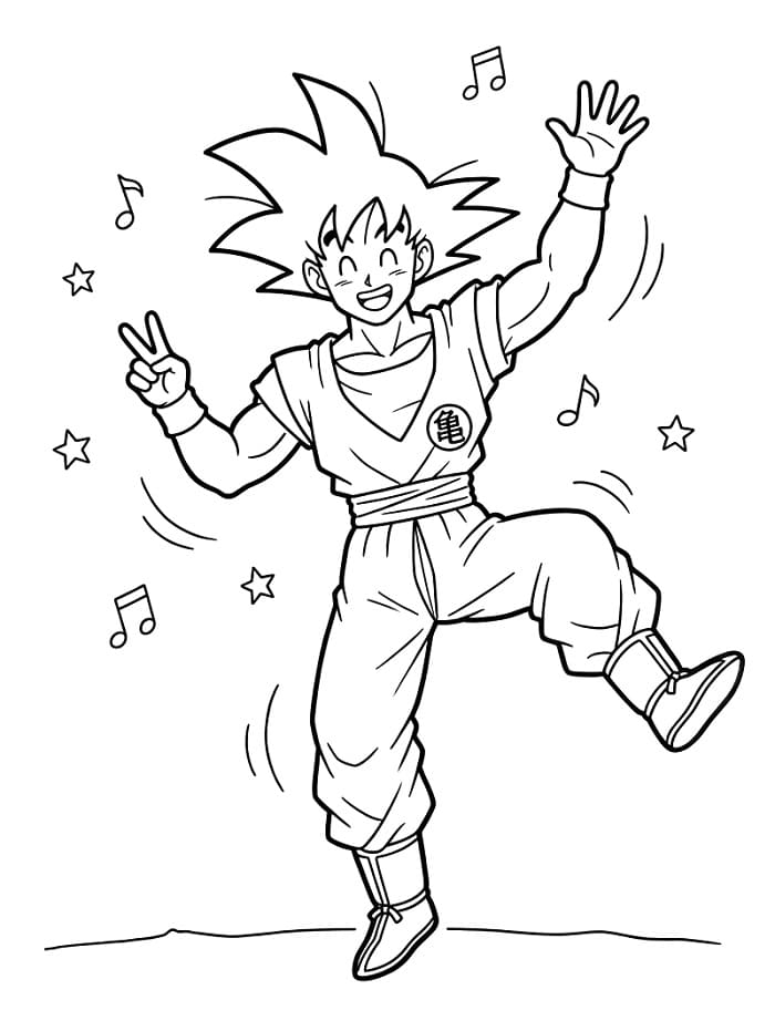 Fise de colorat cu Goku de acțiune