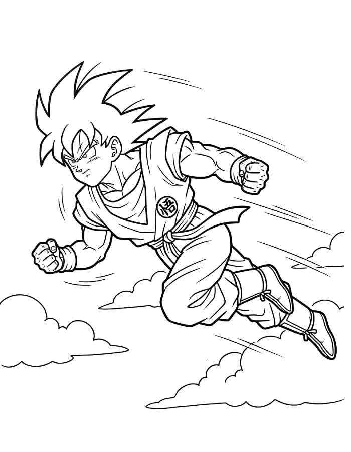 Fise de colorat cu Goku din Dragon Ball Z