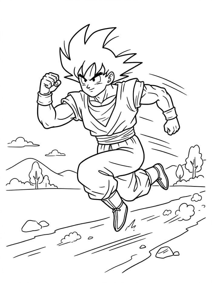 Fise de colorat cu Goku din anime