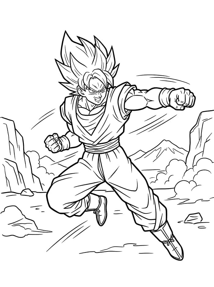 Fise de colorat cu Goku extraordinar