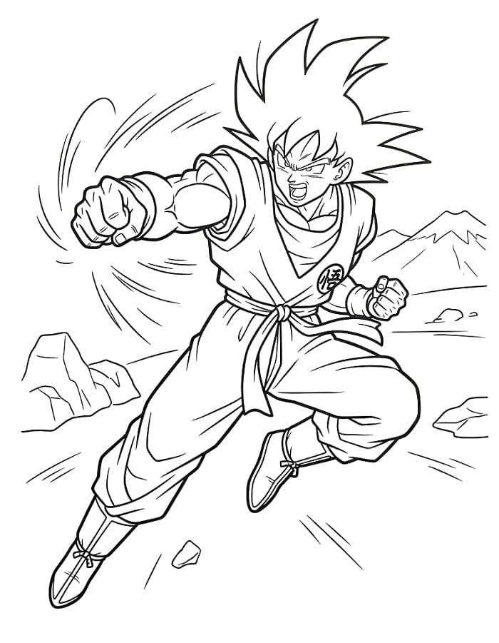 Fise de colorat cu Goku fantastic
