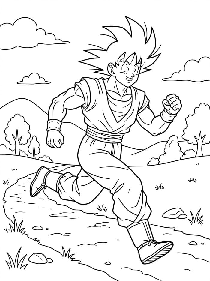 Fise de colorat cu Goku în formă Super Saiyan