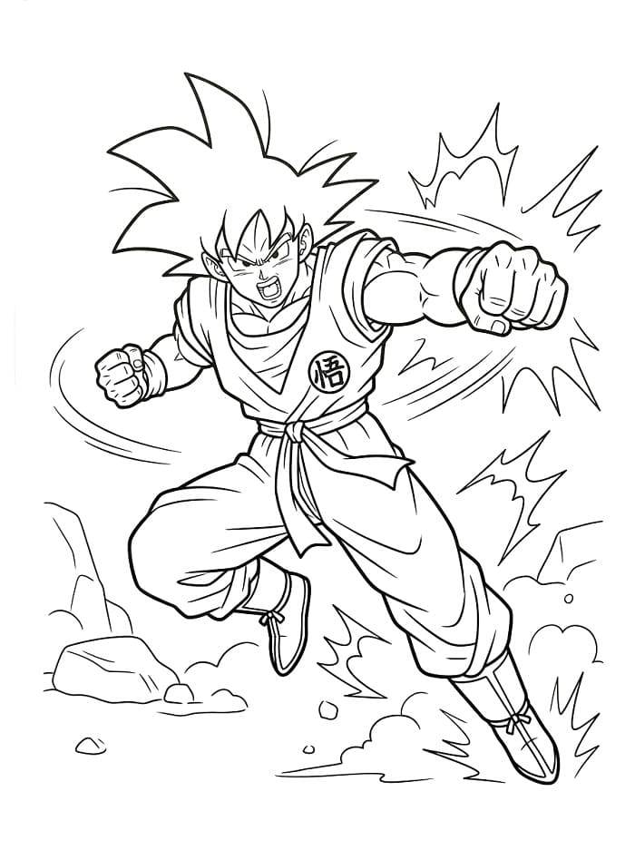 Fise de colorat cu Goku puternic
