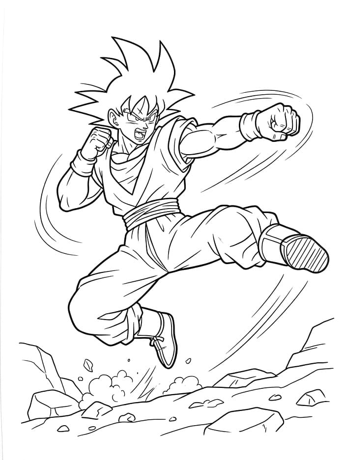 Fise de colorat cu Goku uimitor