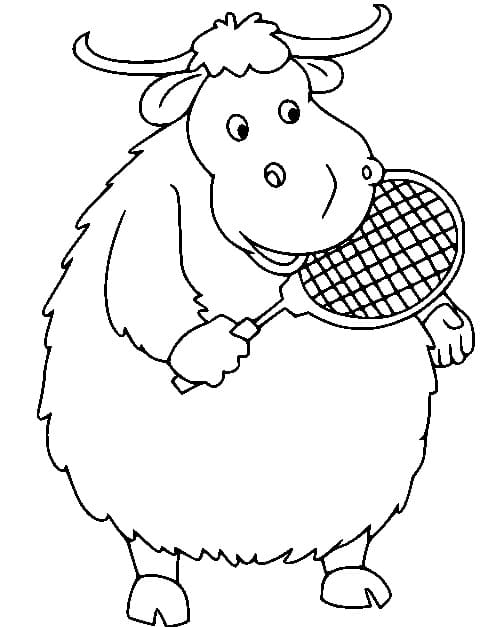 Fise de colorat cu Iac joacă tenis