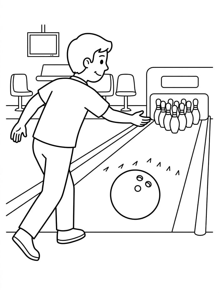 Fise de colorat cu Jucând bowling