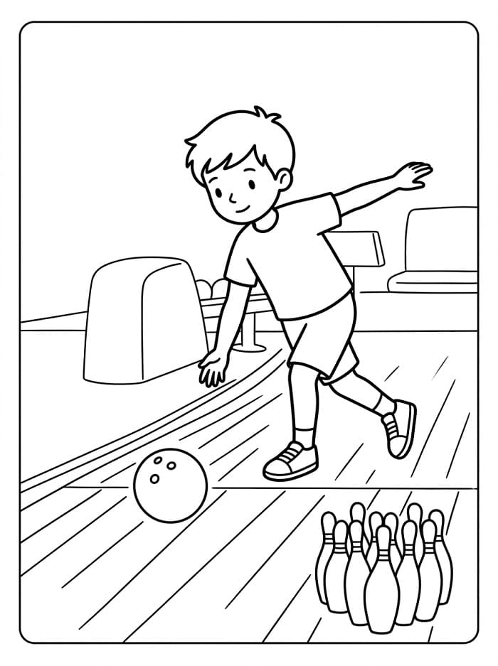 Fise de colorat cu Jucător de bowling