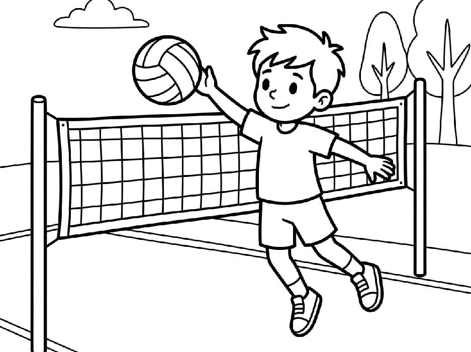 Fise de colorat cu Jucători de volei