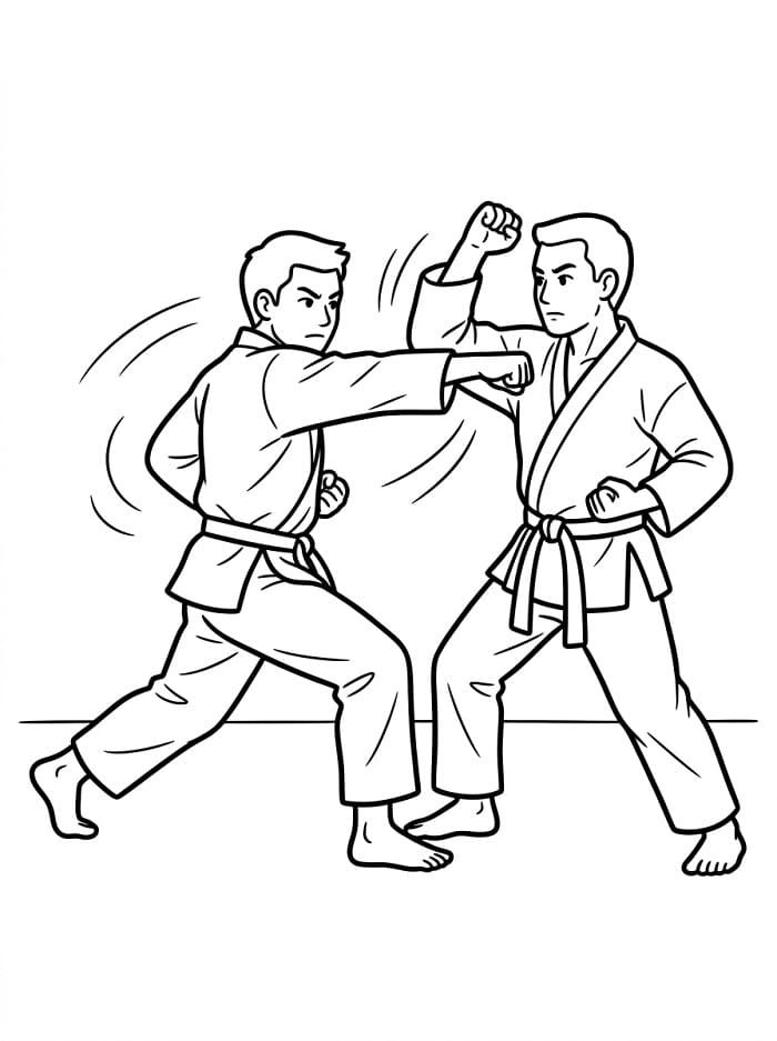 Fise de colorat cu Karate animat