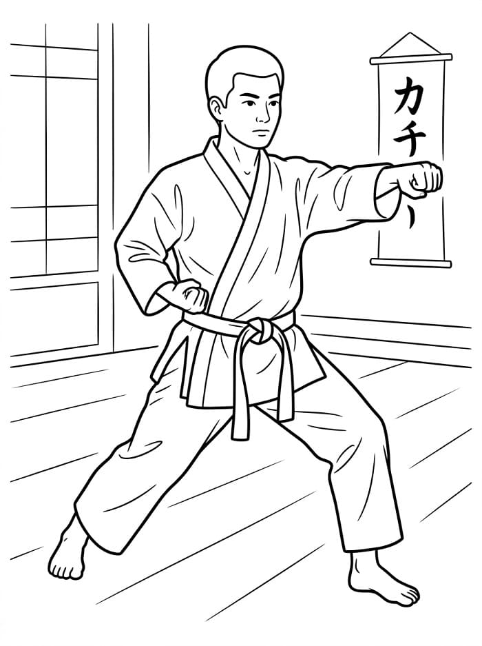 Fise de colorat cu Karate cool