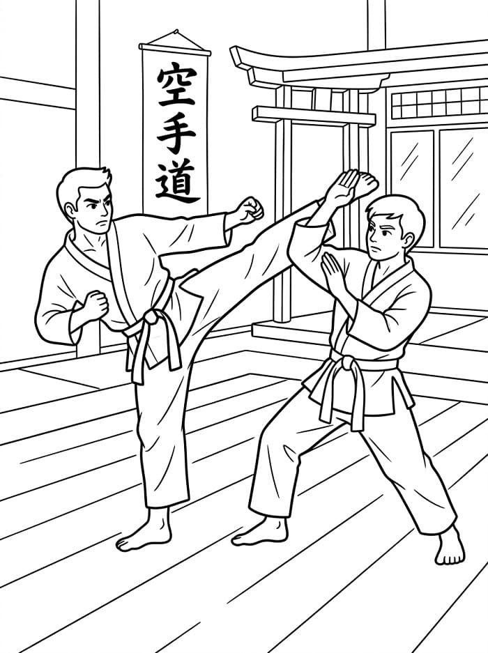 Fise de colorat cu Karate plăcut
