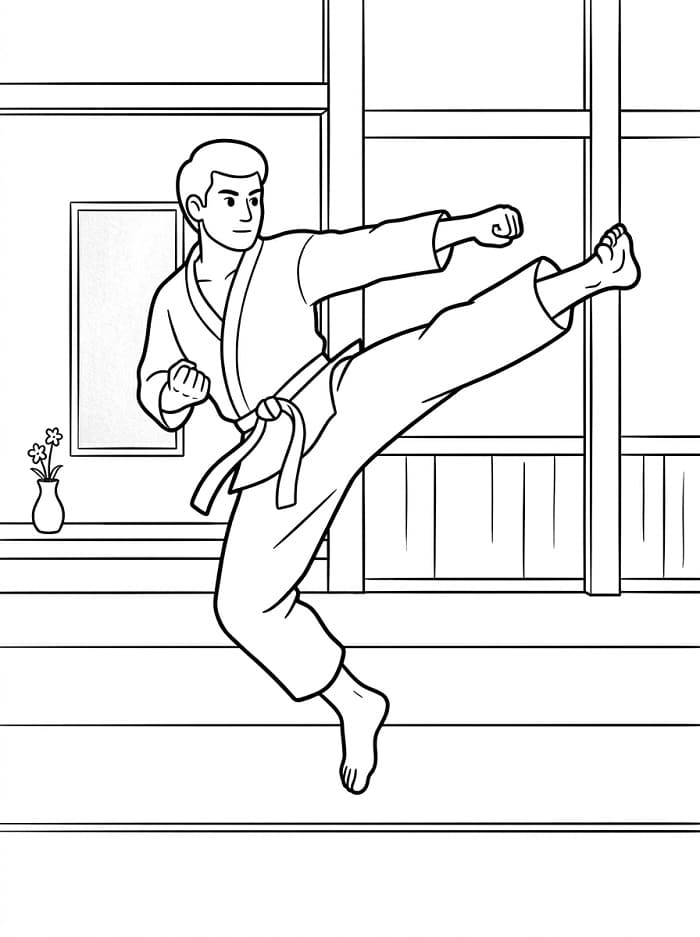 Fise de colorat cu Karate uimitor