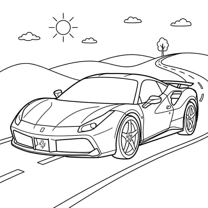 Planse de colorat cu Ferrari