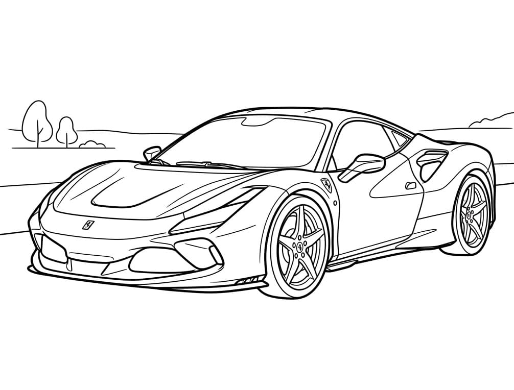 Fise de colorat cu Mașină Ferrari