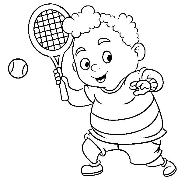 Fise de colorat cu Mic jucător de tenis