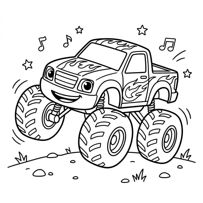 Planse de colorat cu Blaze si Masinile Uriase