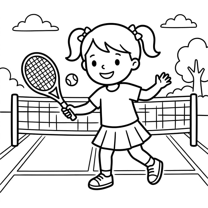 Fise de colorat cu Practică tenisul