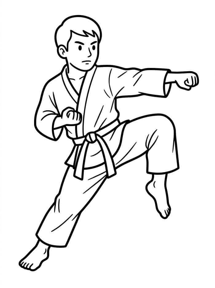 Fise de colorat cu Sportul karate