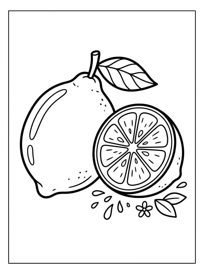 Fise de colorat cu Un fruct lămâie
