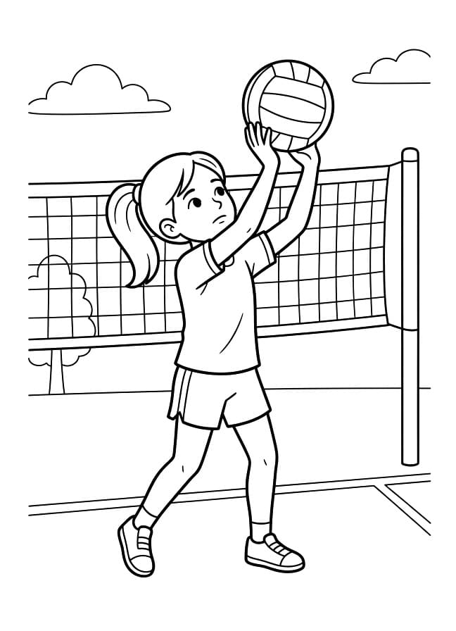 Fise de colorat cu Volei simplu