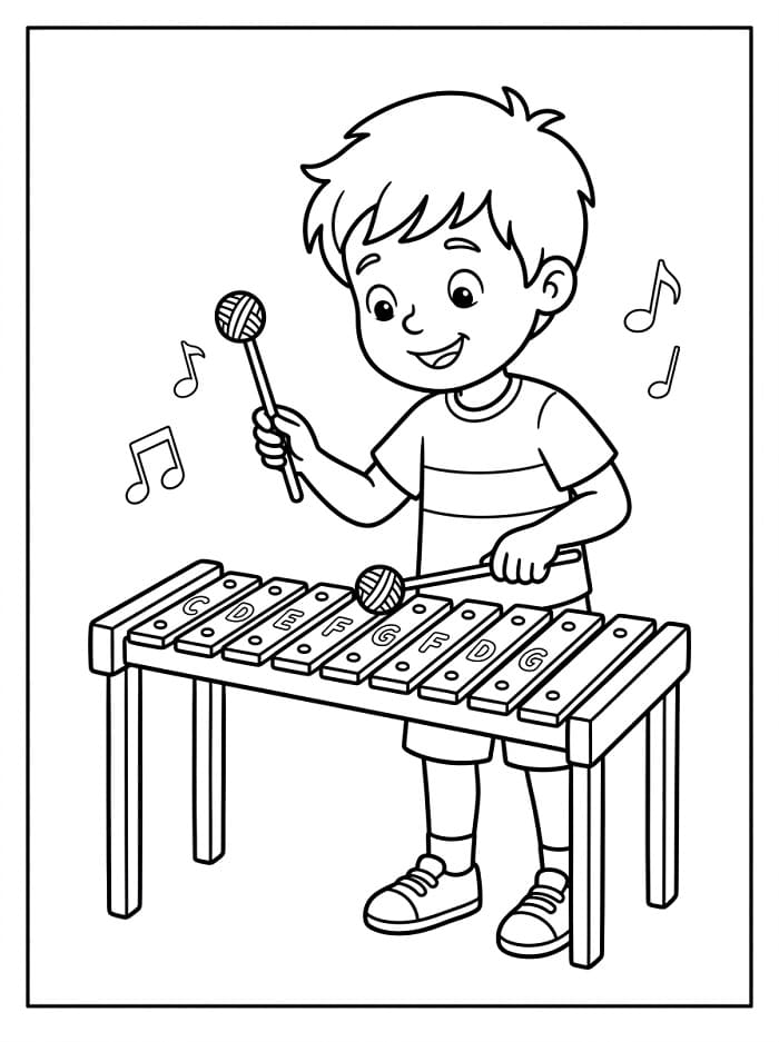 Fise de colorat cu Xilofon gratuit