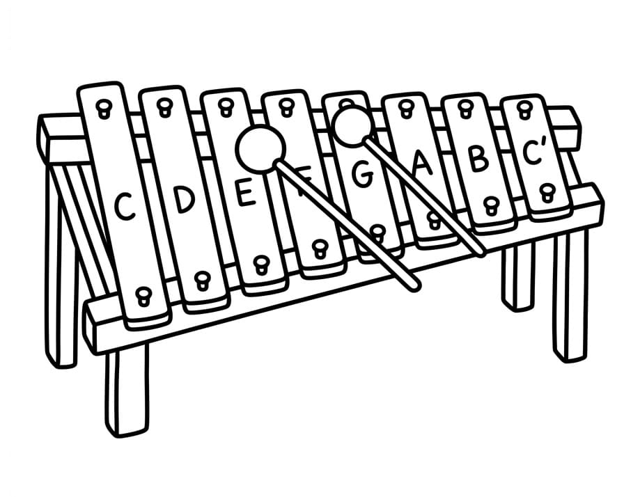 Fise de colorat cu Xilofon muzical