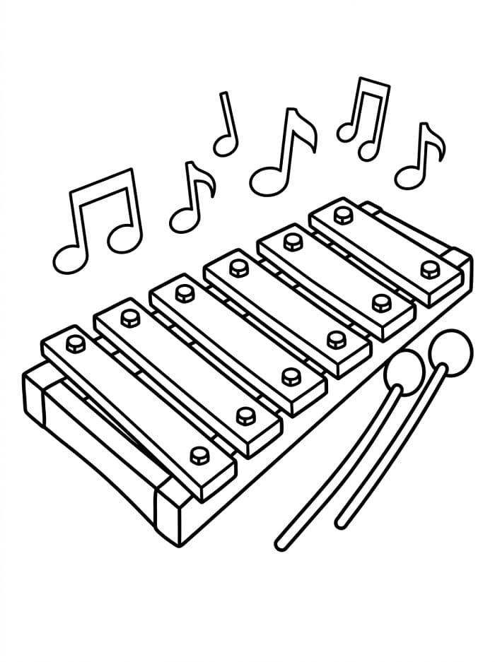 Fise de colorat cu Xilofon simplu